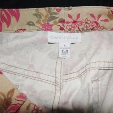Charter Club skirt womens size 6 brown pink floral 100% cotton (4)