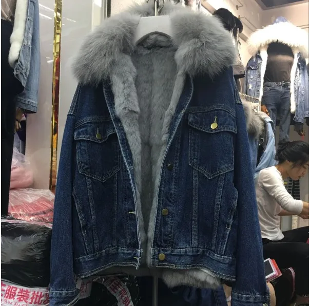 2018 Winter Fox Fur Collar Thickened Removable Rabbit Fur