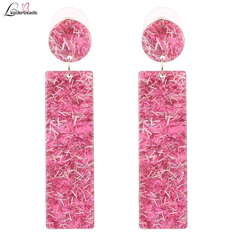 

LEADERBEADS 2019 Shiny Geometric Drop Earrings Acrylic Women Earrings Statement Trendy Jewlery Female Charm Resin Earrings