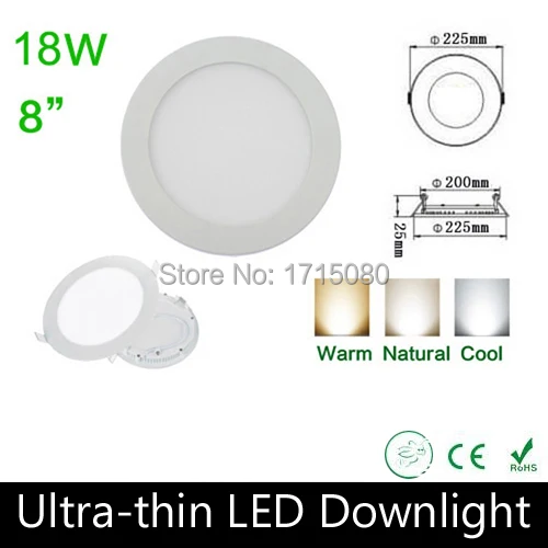 

10 pcs/lot Ultra thin design 18W LED panel light round LED Recessed ceiling light natural white flat lighting lamp Via DHL