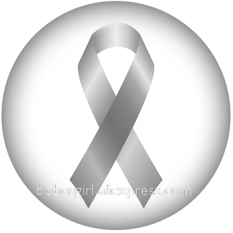 cancer ribbon glass snap button DIY jewelry Round photo cabochons flat back DA1134 - Окраска металла: A5496