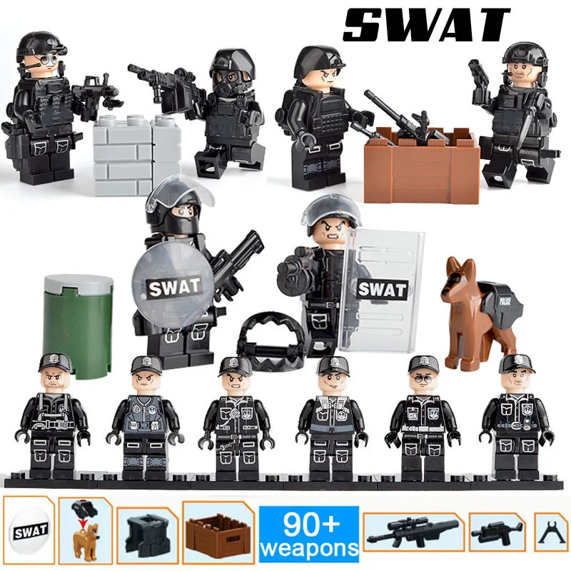 

Small SWAT Figures Compatible LegoINGlys Riot Special Froces Tactics Armed Police Policeman Building Blocks Toys Gift