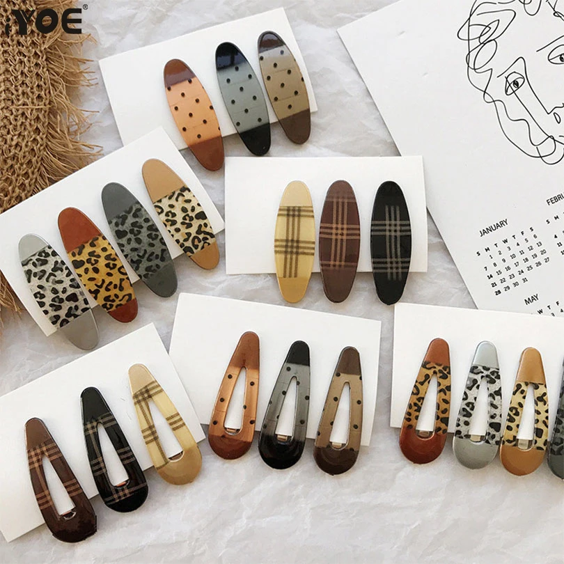 

20 Styles Hair Clips For Women Girls Waterdrop Geometeic Hairpins Leopard Barrettes Strip Point Print Headwear Hair Accessories