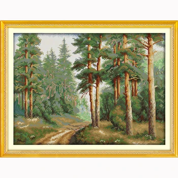 

Pine forest landscape DIY Embroidery wall Painting Cross Stitch Trees Home Decoration Crafts Kit For Needlework counted 14ct