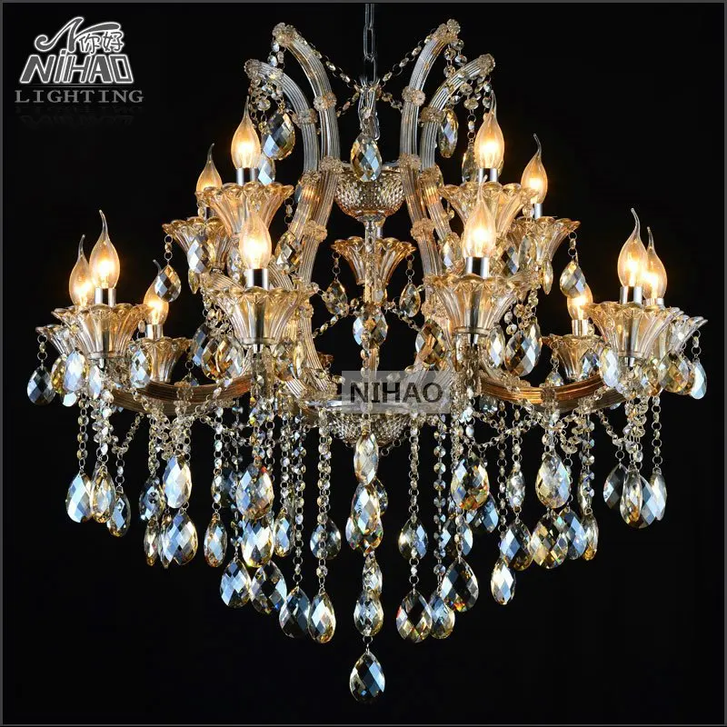 

Maria Theresa Crystal Chandelier Light Fixture Cognac LED Crystal Lustre 15 Light Lamp for Lobby Stair Hallway project MD2225