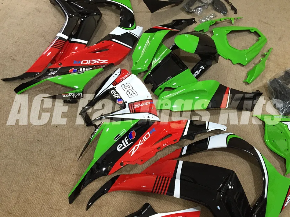 ABS Обтекатели комплект подходит для kawasaki Ninja ZX-10R ZX10R 2011 2012 2013 Обтекатель Набор для детей 11, 12, 13, 14, 15, красный цвета: зеленый, черный