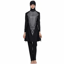 Плюс размер Мусульманский купальник женский полный охват ислам высокого качества черный арабский купальник пляжная одежда Maillot De Bain Femme