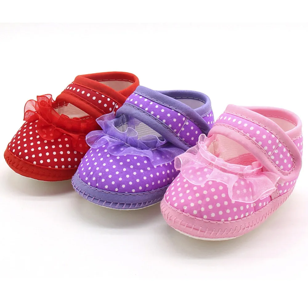 

Newborn InfantBaby Dot Lace Girls Soft Sole Prewalker Warm Casual Flats Shoes