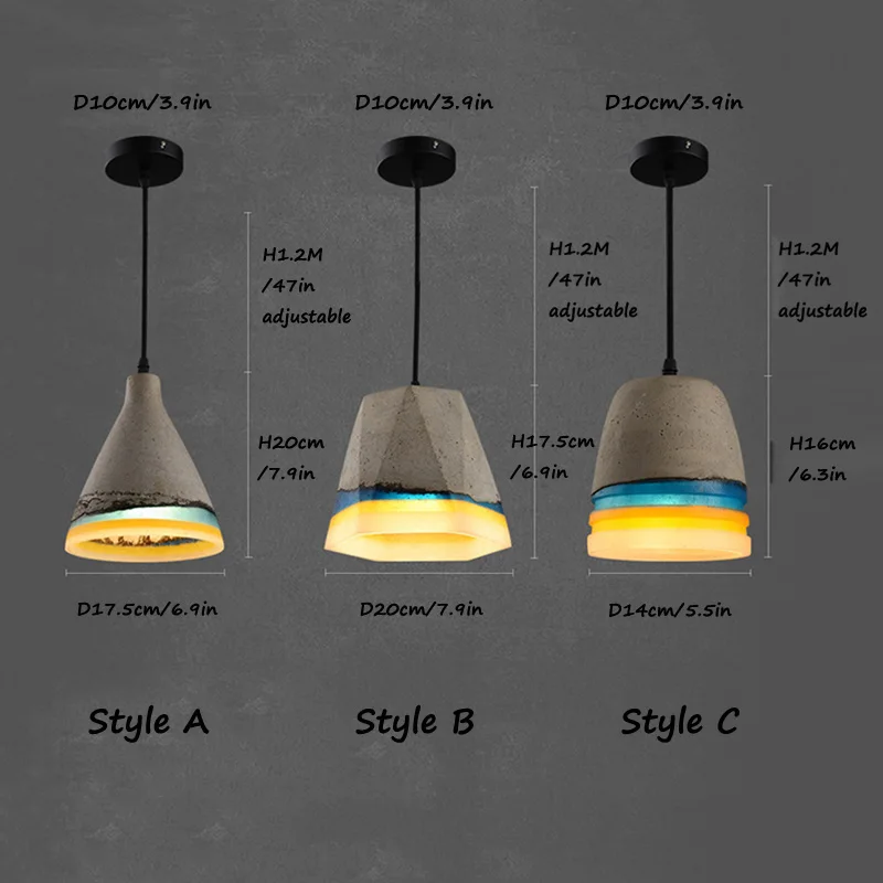 Modern Creative Cement Pendant Light Colorful Resin Concret Pendant Lamp Hanging Indoor Drop Light Personality Pendant Light (1)