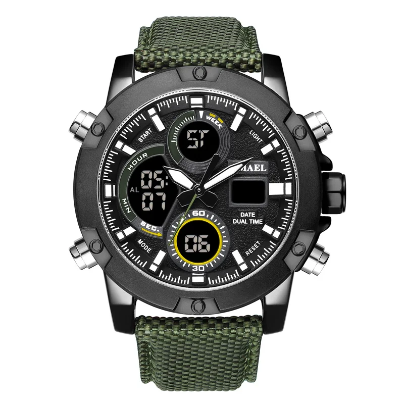 

New 2018 Smael Watch Men Sports Watches Top Brand Luxury Waterproof Quartz Analog Digital Watch Leather reloj de hombre