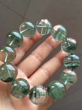 

Top Natural Green Phantom Quartz Crystal Bracelets Round Beads 19mm Women Men Stretch Healing Crystal Phantom Bangle AAAAA