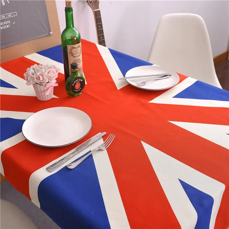 

whole United Kingdom flag printed tablecloth cotton Waterproof new home table cover uk flag table dress