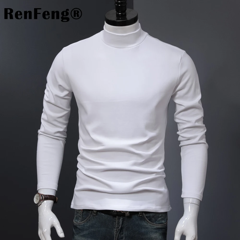 2018 New Fashion Brand Men Clothes Solid Long Sleeve Slim Fit T Shirt Men 95% Lycra Cotton T-Shirt Turtle neck Casual T Shirts (3)