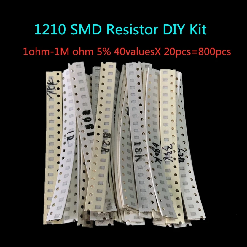

1210 SMD Resistor DIY Kit Assorted Kit 1ohm-1M ohm 5% 40valuesX 20pcs=800pcs