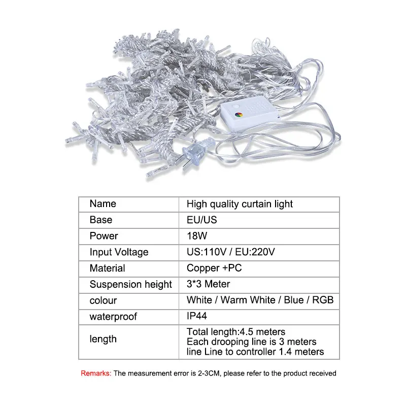 18W 304 LEDs Christmas Holiday Lighting 110V 220V Xmas Garden Party 3X3 Meters 4 Color 8 Modes Indoor Curtain Decoration Lamps 18W 304 LEDs Christmas Holiday Lighting 110V 220V Xmas Garden Party 3X3 Meters 4 Color 8 Modes Indoor Curtain Decoration Lamps