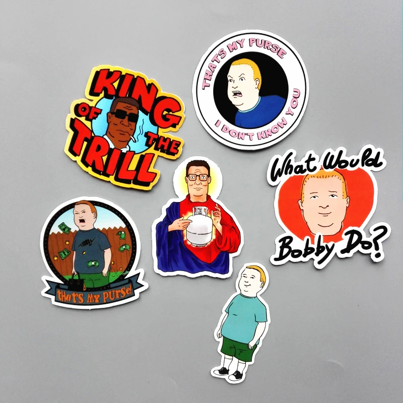 

TD ZW 6Pcs/lot Western Anime King of the Hill Sticker For Car Laptop Luggage Skateboard Motorcycle Phone Decal Kids Toy Sticker