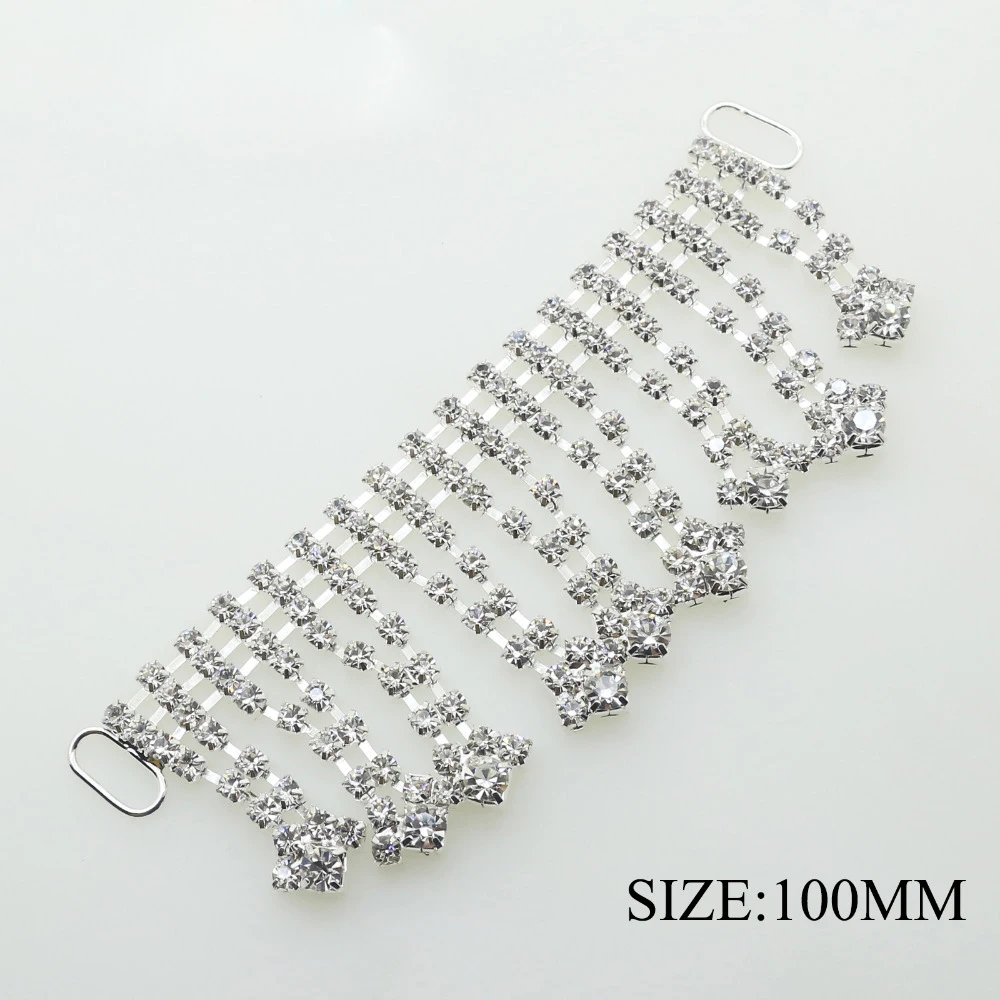 

2pcs/lot 100MM Curtain Rhinestone Chain Buckles Connectors Crystal Swimming Wear Bikini Decoration Chain Crafts DIY Accessories