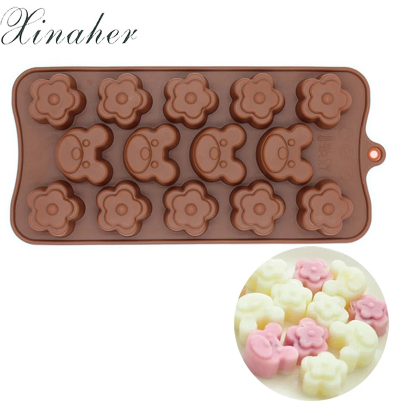 XINAHER Sugarcraft Bear plum blossom silicone mold fondant cake decorating tools chocolate gumpaste | Дом и сад