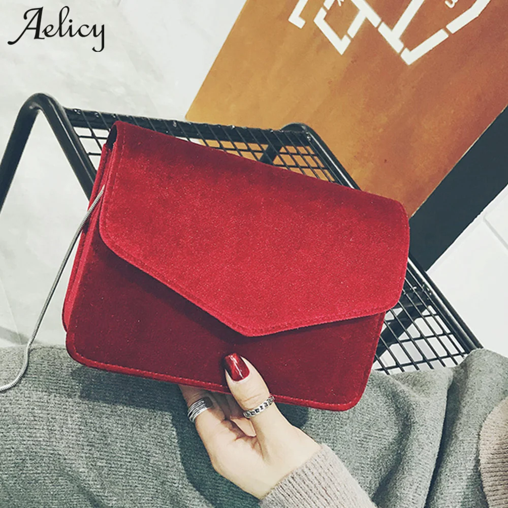 

Aelicy Vintage Women's Chains Hasp Messenger Bags Velour Woman Designer Bags Luxury High Quality Crossbody Bags For Women
