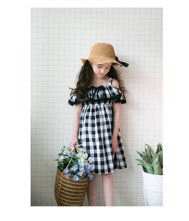 summer spring school long cotton big girls dresses age 10  princess ruffles white black plaid toddler children dresses 8 2018 new 4 5 6 7 8 9 10 11 12 13 14 15 years little big  girls dresses for girls children  (2)