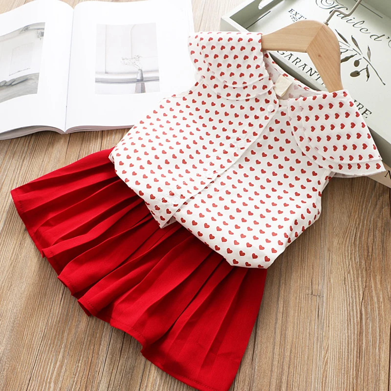 

Girls Sets 2019 Summer New Children's Clothing Girls Cute Doll Collar Sleeveless Lapel Shirt + Fashion Skirt Two-Piece Suit