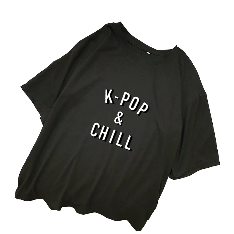 Kpop & Chill Letter Print T Shirts Women Summer Tee Shirt Femme Casual Losoe O-Neck Short Sleeve Harajuku Streetwear Female Tops (2)