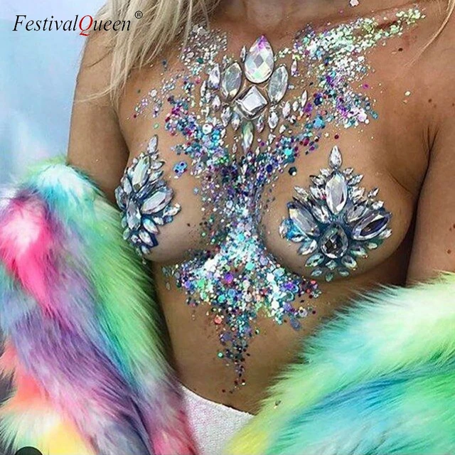 Eye Body Face Rhinestone Jewels Stickers Self Adhesive Crystal Rainbow  Makeup Face Stick for Women Fake Dermal Top Body Jewelry