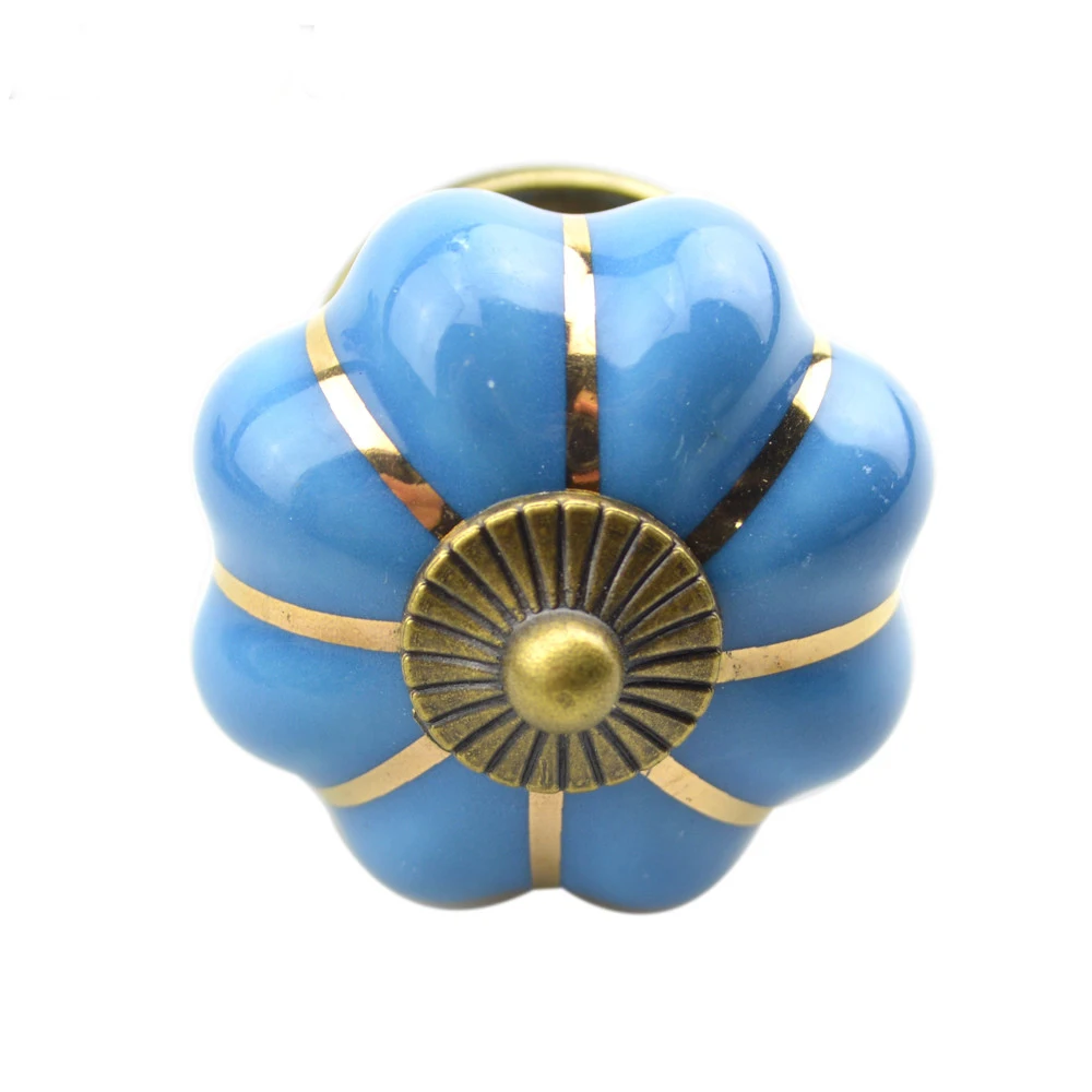 4pcs/set Blue pumpkin Ceramic Handle knob Drawer Cabinet Pulls Closet Cupboard Pull Handle antique furniture handles