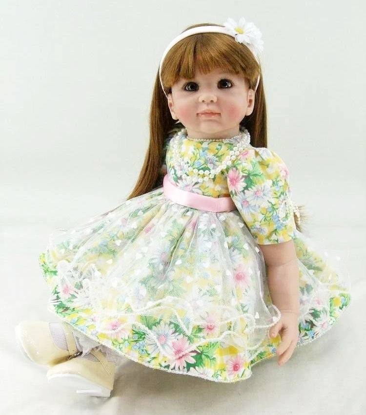 

Pursue 24"/60 cm Beautiful Flower Dress Lifelike Princess Toddler Reborn Silicone Baby Girl Doll Toys for Children Girls Gifts