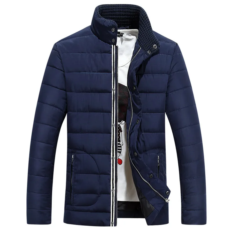 Stand Collar Solid Color Men Cotton Winter Coat Water resistant Slim Erkekler Pamuk Parkas