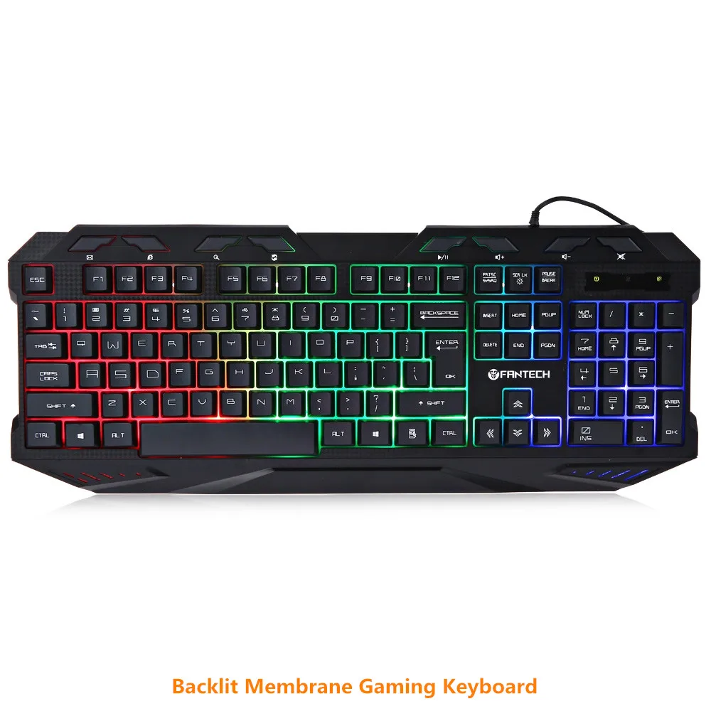 FANTECH K10 Professional USB Wired Colorful Backlight Gaming Clavier