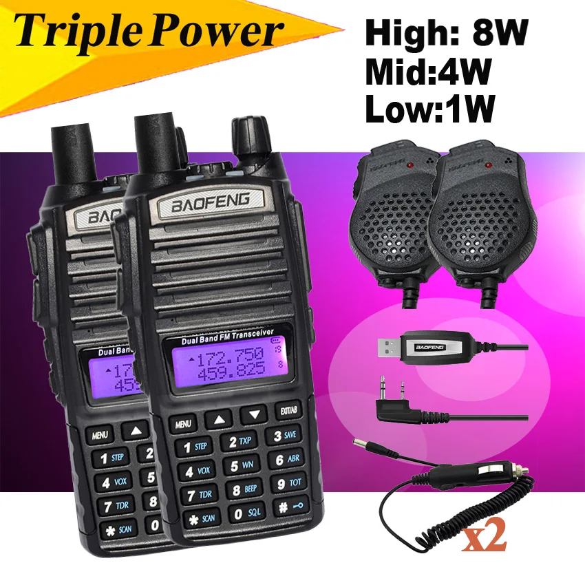 

Ships from RU/CN! 2 pcs Black BaoFeng UV82 Walkie Talkie 8W 10KM 136-174MHz & 400-520MHz Two Way Radio Baofeng UV-82 Ham Radio