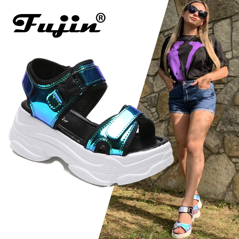 Fujin Brand Women Sandals 2019 New Fashion Ladies Casual Shoes Bling Wedges Buckle Strap Platform Shoes 5 CM Summer Sandals