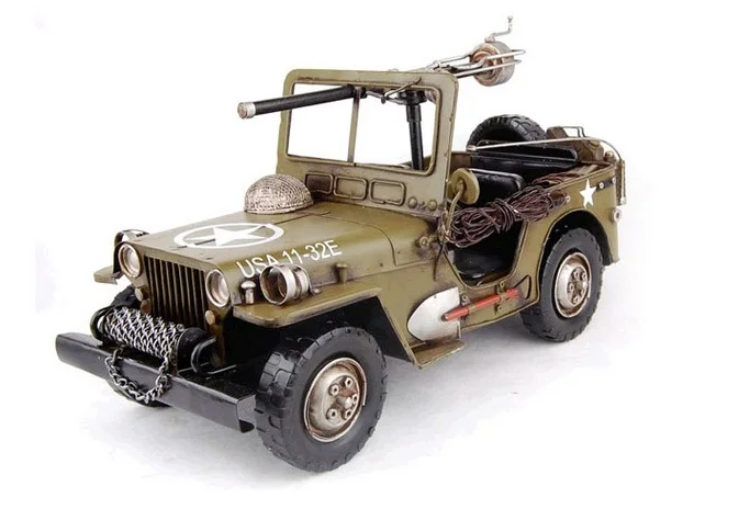 Colorful Iron Crafts Vintage Car Model Retro Military Vehicles Model-687