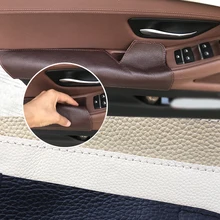 Condução à esquerda Lado da Vaca Couro apoio de Braço Da Porta Pull Handle Proteção Capa para BMW 5 Sor F10 F18 2011 2012 2013 2014 2015 2016 2017