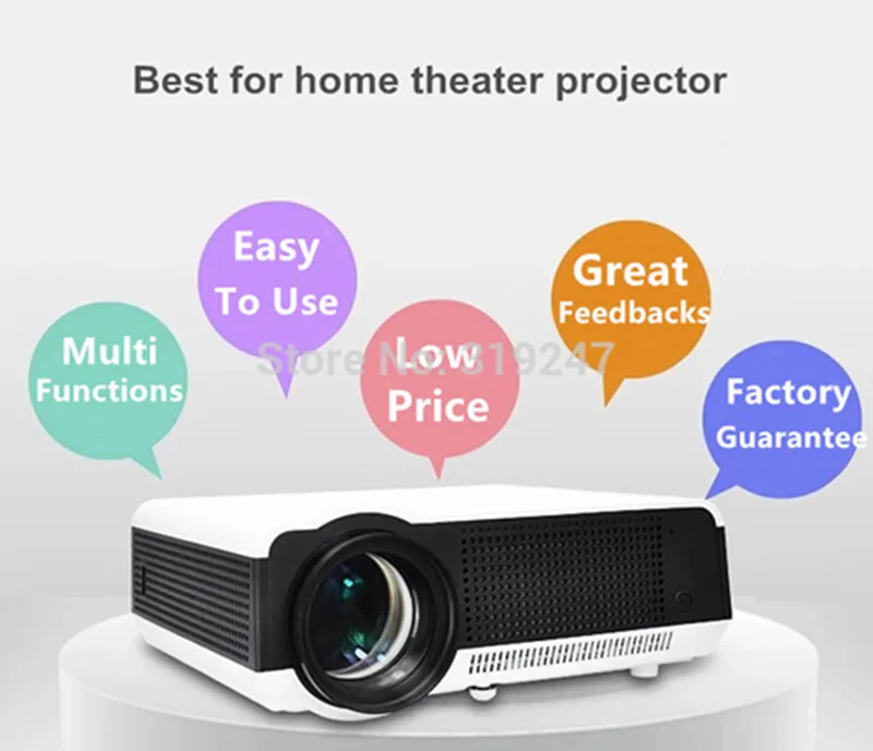 Free shipping !Best 5500Lumens  Digital TV Led Projector 1080P Android 4.4.2 WiFi Smart HD LCD Video 3D Proyector for European