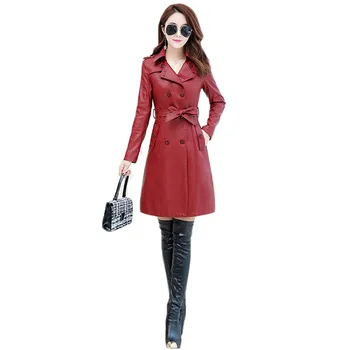 

Faux Fur Coat Women Black Red Purple Plus Size PU Jackets 2019 New Autumn Winter Korean Fashion Slim Long Coat Clothing LD1103