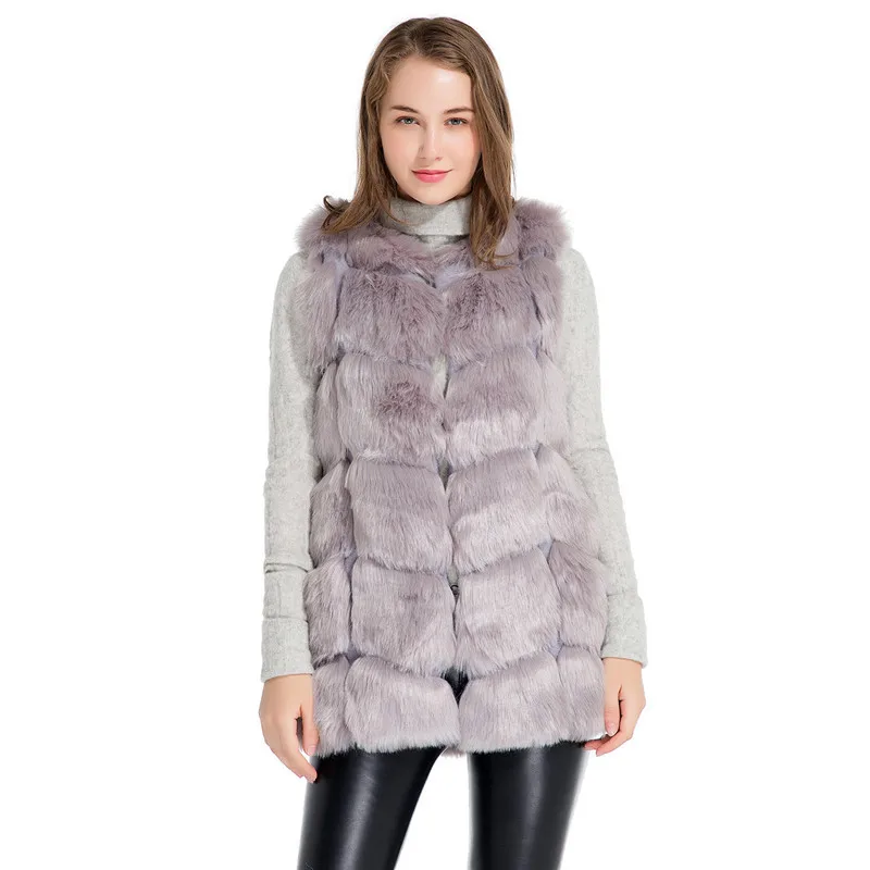 MORUANCLE Women's Luxury Faux Fur Vests Winter Warm Fur Sleeveless Jackets And Coats Fashion Fur Waistcoat Plus Size S-5XL