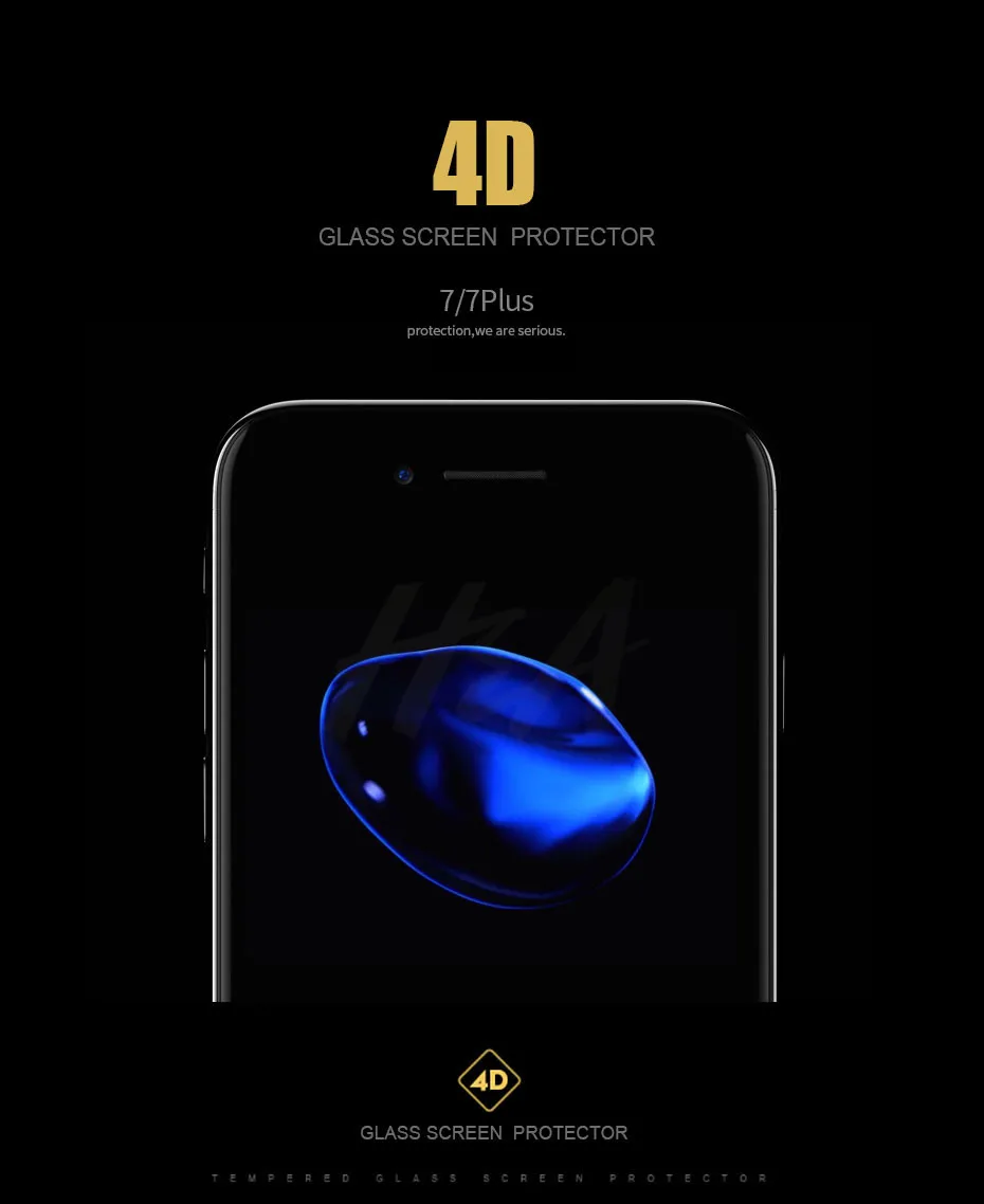 H& A 4D изогнутое 0,27 мм закаленное стекло для iPhone 7 8 6 6s Plus полное покрытие Защита экрана для iPhone 6 6s 7 Plus защитное стекло