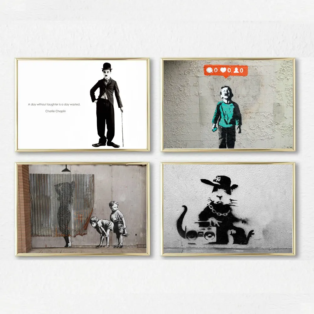 

Banksy Graffiti Canvas Art Prints Paintings Wall Art Poster Pop Decoration Pictures Cuadros Decoracion Salon Friendship Posters