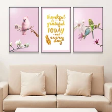

Art Canvas Painting Modern Bright Flowers Cute Parrot Scenery Nordic Print Posters Living Room Home Decor Wall Picture Cafe Shop