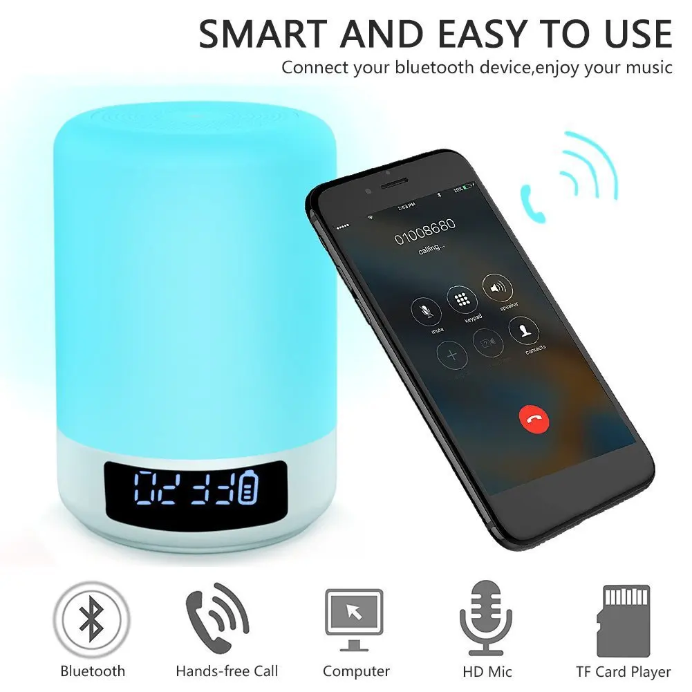 

LED Kids Night Light & Touch Control Lamp RGB Mode Bluetooth Speaker Lamp Color Changing Lamp Bedside Lamp Music Mood Light ABS