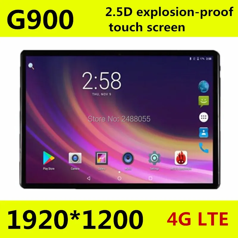 10.1 inch Octa core tablet pc G900 2.5D screen Android 8.0 3G 4G LTE Dual SIM 1920*1200 IPS 4GB 128GB wifi Bluetooth tablets