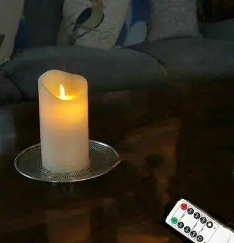 

Flickering Flameless Pillar LED Candle Light Remote controled Dancing moving wick melted edge Wedding Xmas Party Dia.8CM-AMBER