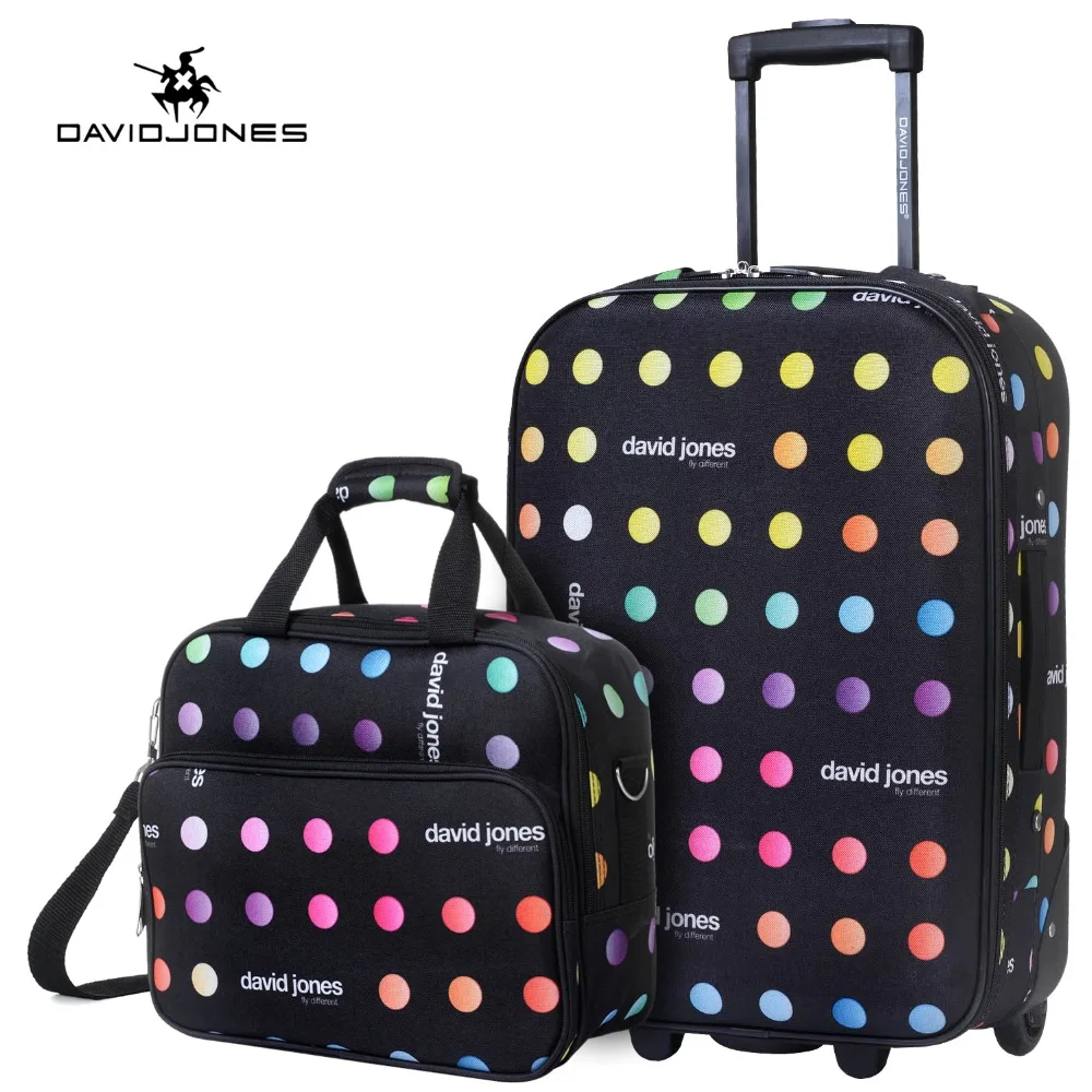 

DAVIDJONES wheel travel suitcase set carry on trolley bag fixed cabin large luggage bag girl vintage suit case box 20 inch trunk