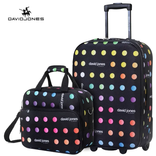 davidjones wheel travel suitcase set carry on trolley bag fixed