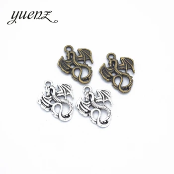 

YuenZ 15 pcs Antique Sliver Bronze Color Alloy Small Dragon Charm Fit Bracelets Necklace DIY Jewelry Findings 21*16mm D803