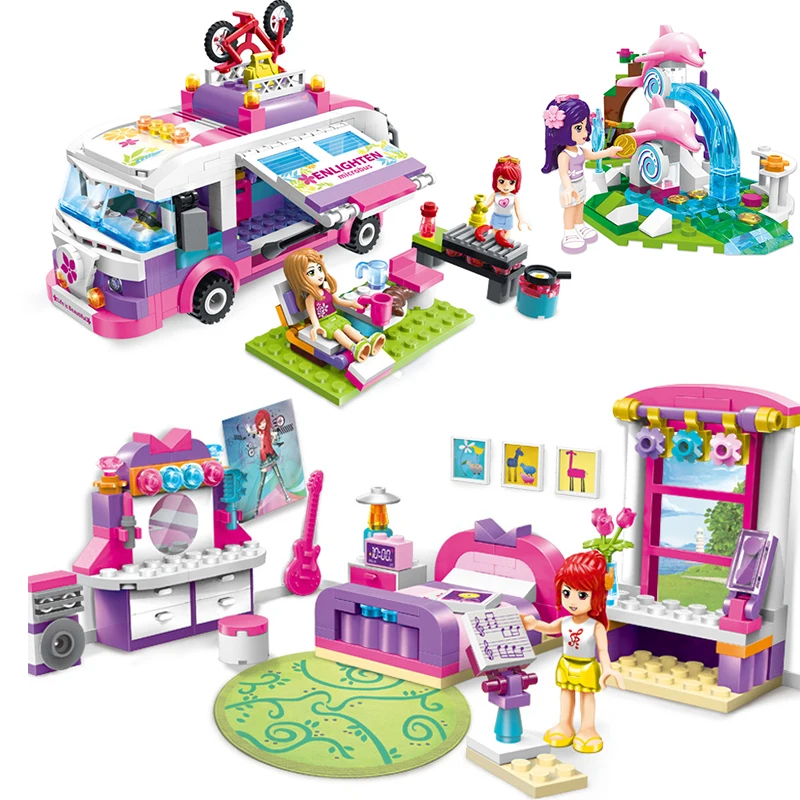 

Camping Car Camper Compatible Legoing Girls Friends Bedroom Coffee Shop Architecture Building Blocks Set Toys For Children Gifts