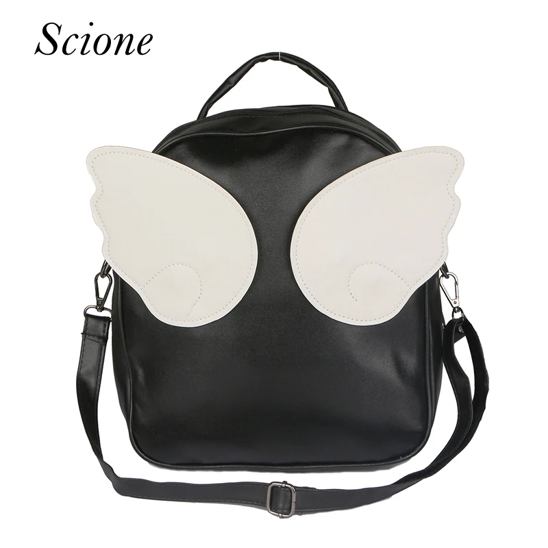 

Fashion PU Leather Multicolor Angel Wings School Backpack for Teenage Girls Mochila Bolsas Travel laptop Bags Rucksack Li256