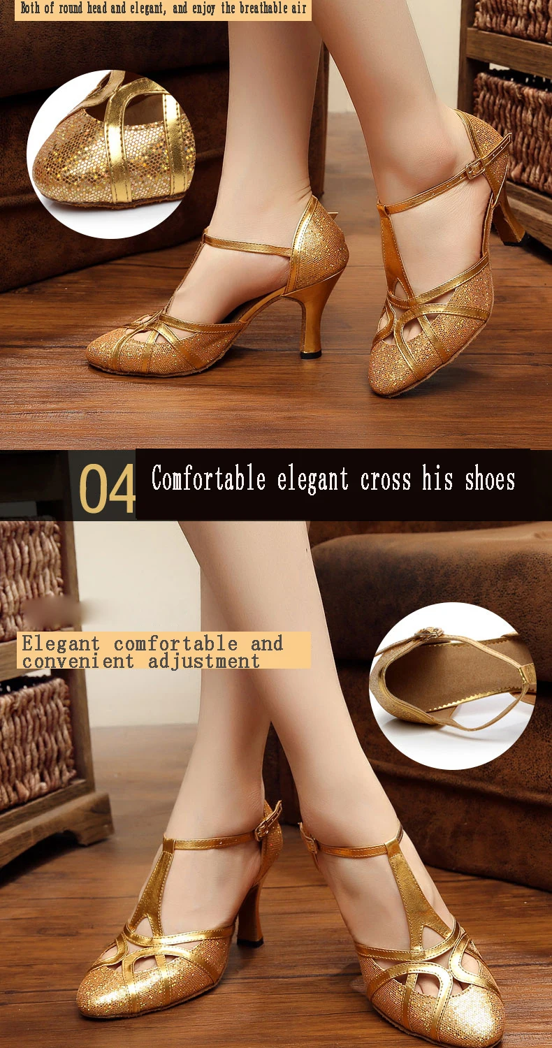 20161214_122051_013Professional Latin Dance Shoes Closed Toe PU Sequins 8cm Modern shoes for women Brand Upscale Flash Satin Adult Dancing Sneakers